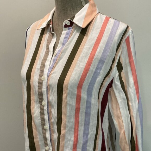 Lord Taylor White and Black Long Sleeve Button Down Shirt - Picture 4 of 10